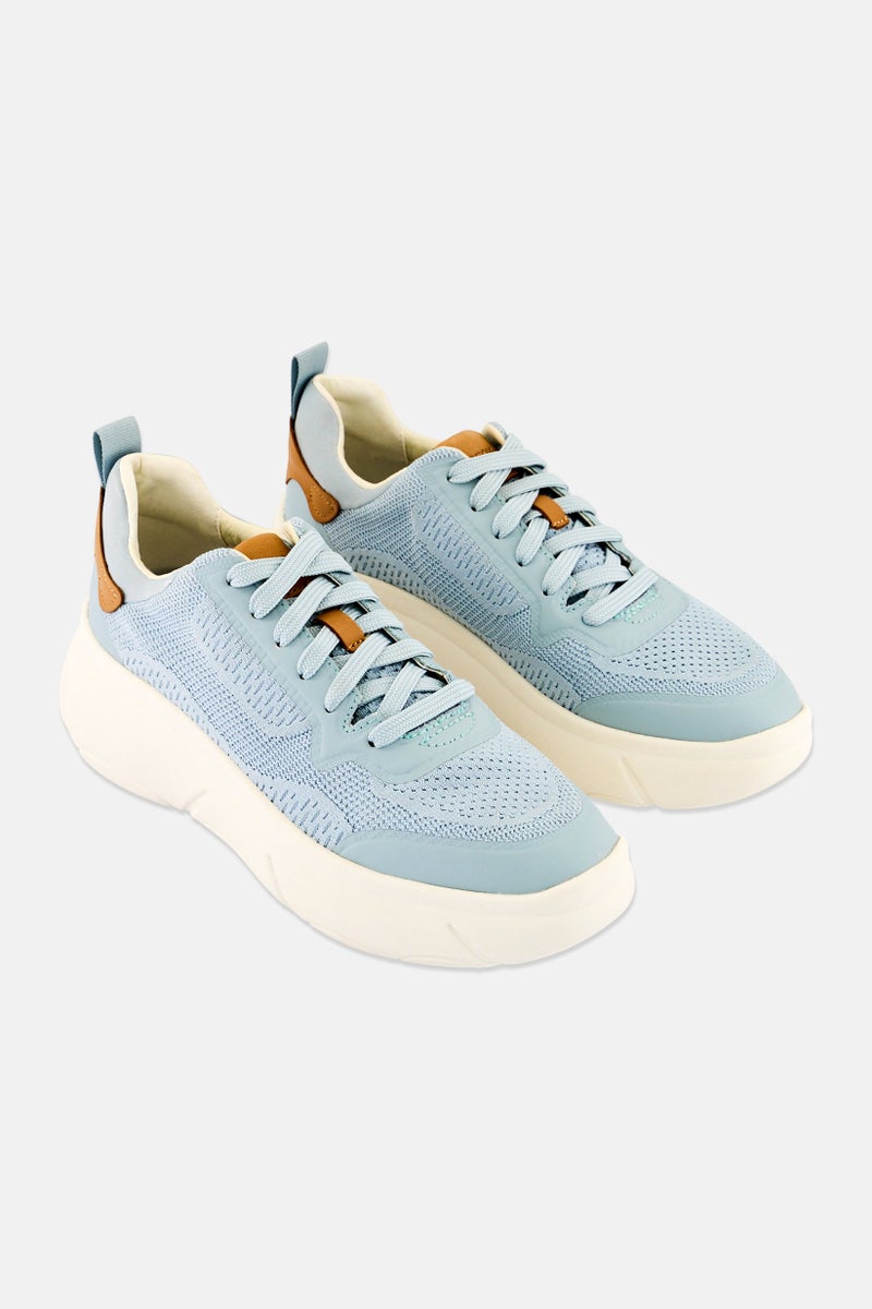 GEOX Women D Nebula 2 ace Up Sneakers, Light Blue - Image 1