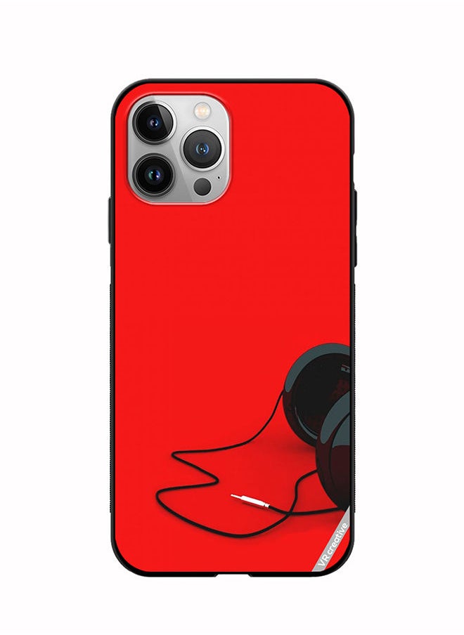 VR CREATIVE - Protective Case Cover For Apple iPhone 11 Pro Max Black Headphones Design Multicolour - Image 1