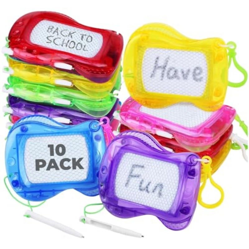 Mini Magnetic Drawing Boards With Pen Party Favours For 10 Pcs Erasable Doodle Writing and Sketch Pad For Boys and Girls Toys For Classroom Prizes Birthday Goodie Bag Filler - Image 1