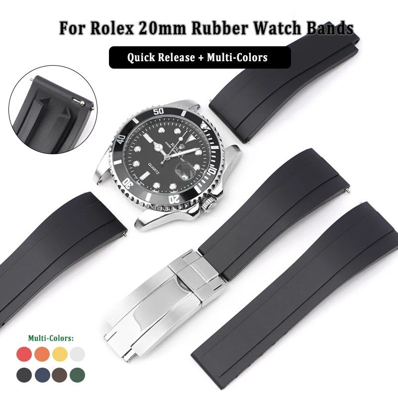 Bluejw Fashion Rubber Watch Strap for Rolex 20mm – Quick Release Replacement Band with High-End Buckle, Sports Style Silicone Watchband for Men and Women - Image 3