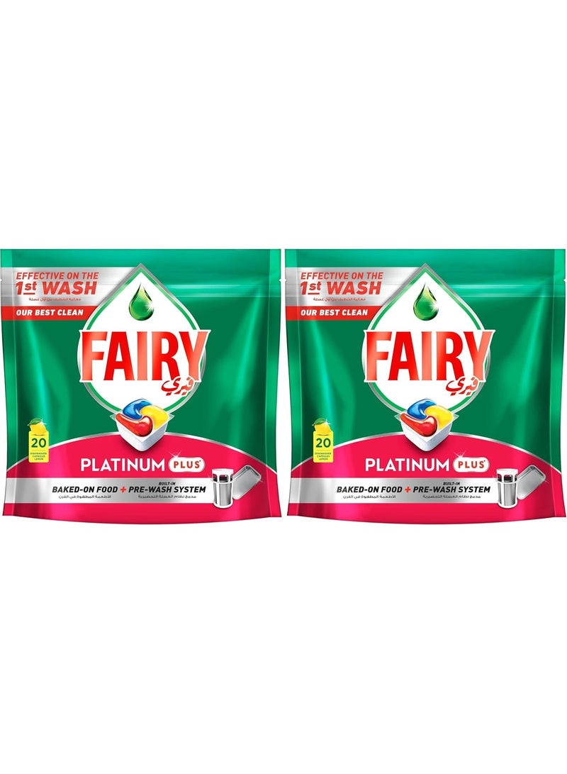 فيري كبسولات Fairy Platinum لغسالة الأطباق الأوتوماتيكية - برائحة الليمون - 40 كبسولة (عبوة مزدوجة 2×20) - Image 1