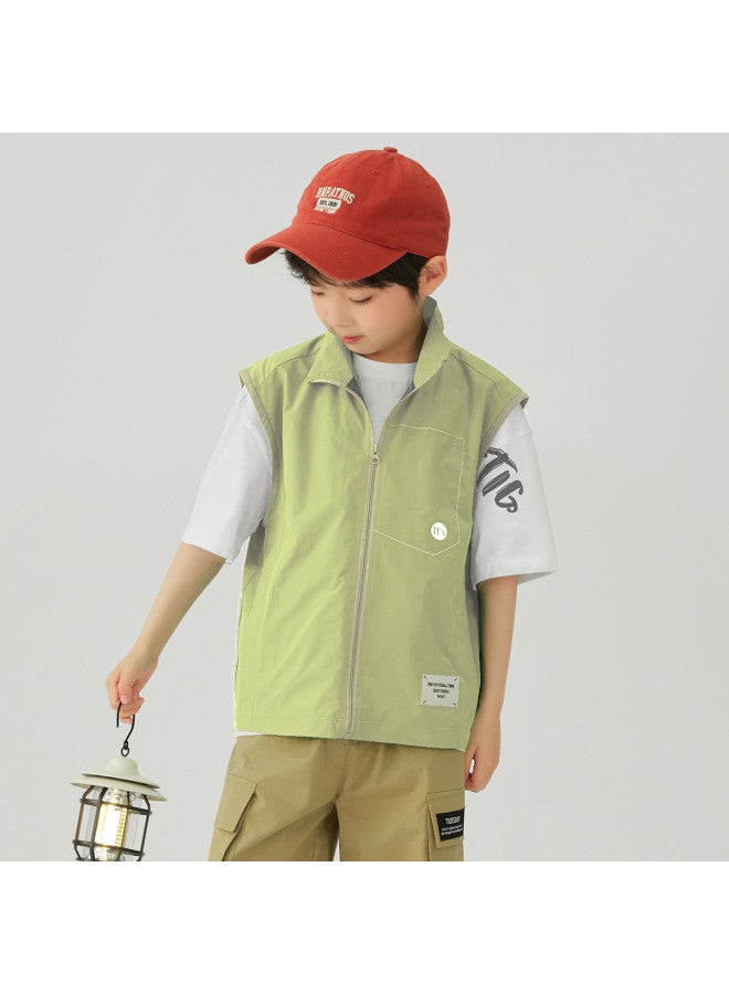 stylish And Trendy】kids' Outdoor Functional Vest, 2025 Spring/autumn Sleeveless Jacket For Boys - Image 3