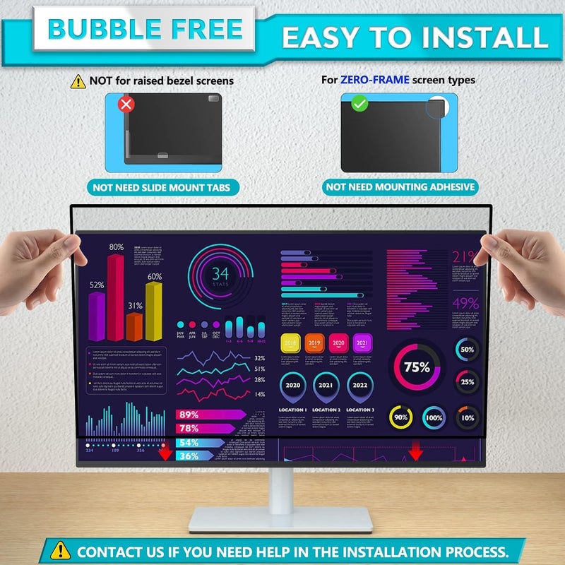 PYS Upgrade 27 Inch Computer Monitor Privacy Screen Filter with - 16:9 Aspect Removable Anti Glare Blue Light Crystal Clear Privacy Screen Shield - No Magnetic No Glue - Anti Scratch Screen Protector - Image 2