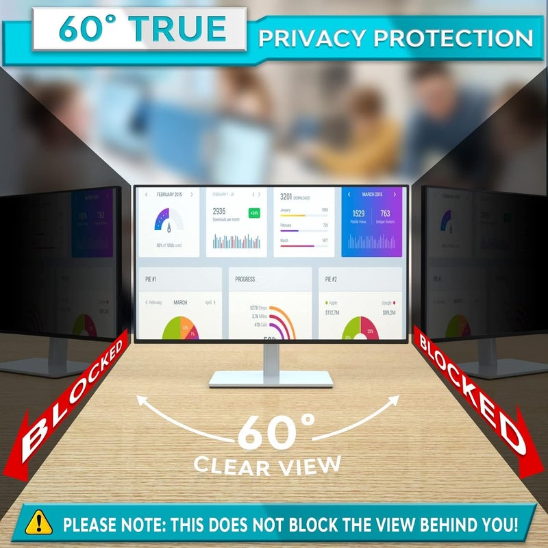 PYS Upgrade 27 Inch Computer Monitor Privacy Screen Filter with - 16:9 Aspect Removable Anti Glare Blue Light Crystal Clear Privacy Screen Shield - No Magnetic No Glue - Anti Scratch Screen Protector - Image 3