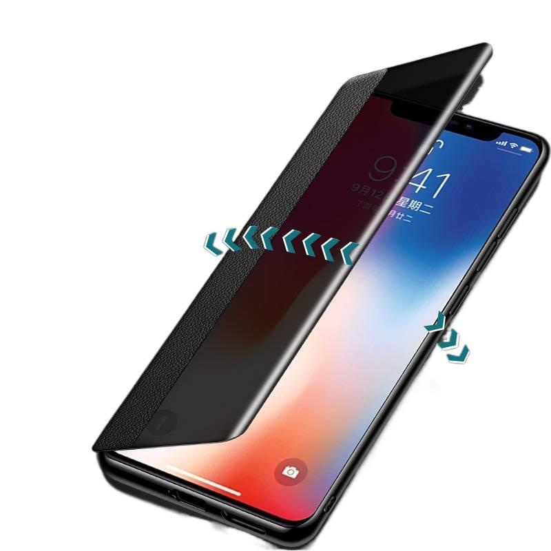 MS غطاء واقي بملمس جلد لـ iPhone 14 / 14 Plus / 14 Pro / 14 Pro Max مع حماية من السقوط وتغطية كاملة مع مقاوم للصدمات مع غطاء قابل للطي مع أسلوب تجاري باللون Graphite Black للعمل والم. - Image 3