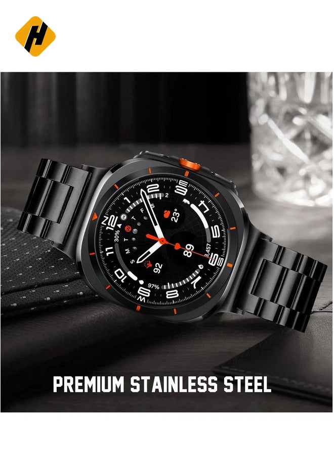 HuHa - Stainless Steel Metal Band for Galaxy Watch Ultra 47mm (2024) - Premium Strap for Men & Women (Not Compatible with Galaxy Watch 7/6/5/4 or Classic Models) - Image 1