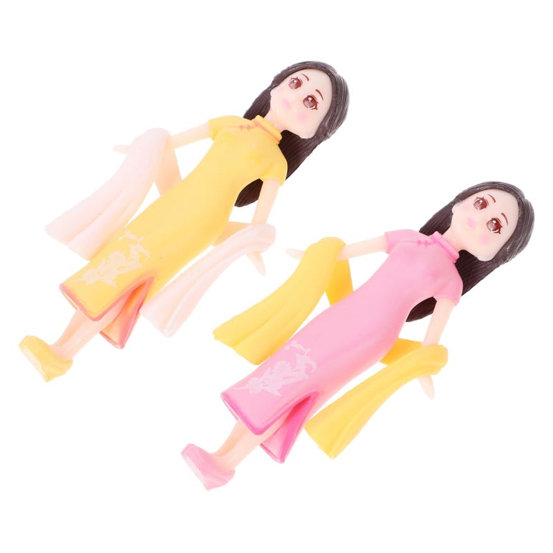 Handmade Resin Cheongsam Dolls Chinese Figurine Home Decor Desktop Ornament - Image 2