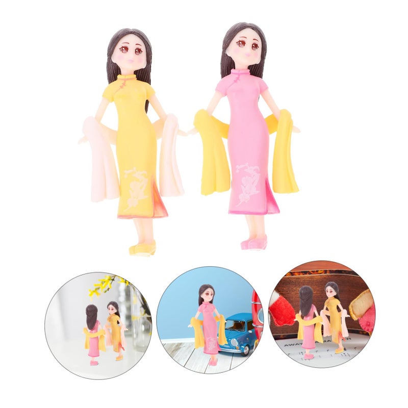 Handmade Resin Cheongsam Dolls Chinese Figurine Home Decor Desktop Ornament - Image 5