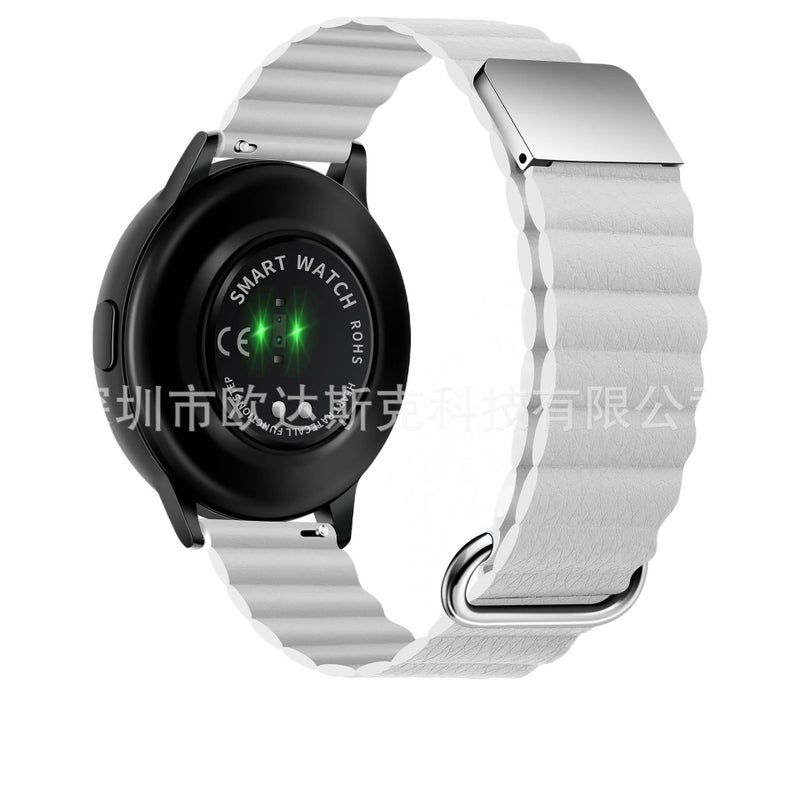 Adjustable Nylon Loop Strap Smartwatch Band Compatible with Samsung Galaxy Watch with Fit Replacement Strap for Daily Wear in White - Image 1