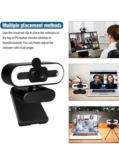 General 4K Webcam, 1080P 4K Full HD Webcam with Ring Fill Light Laptop Computer Live Video Streaming Webcam with Microphone Rotating Camera HD Streaming Webcam  - Image 3