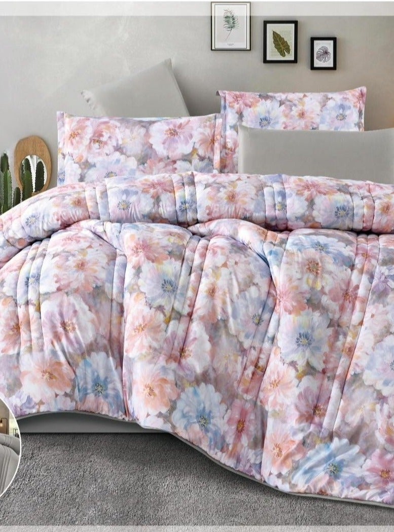 Summer double bed sheet set, 6 pieces, luxurious floral design, microfiber material, size 230*250 cm - Image 1