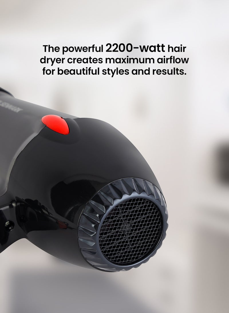 Olsenmark Hair Dryer OMH4093K, High Speed hair styler, POWER: 2200W - 2400W, Quiet Sound 2 Speed and 2 Heat Settings, Quick Drying Styling 2 Years Warranty, Black Black - Image 5