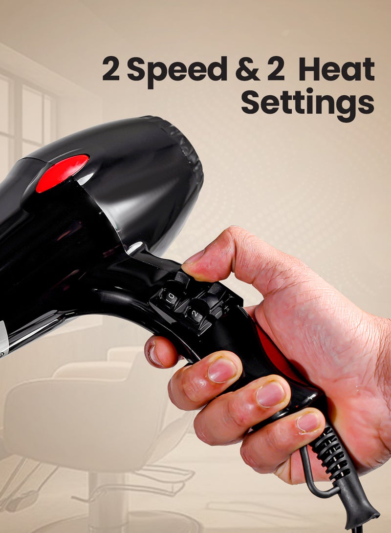 Olsenmark Hair Dryer OMH4093K, High Speed hair styler, POWER: 2200W - 2400W, Quiet Sound 2 Speed and 2 Heat Settings, Quick Drying Styling 2 Years Warranty, Black Black - Image 2