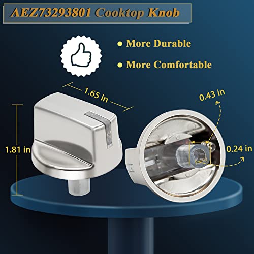 AUGSMIAR 5 Pack AEZ73293801 Gas Stove Knobs - Compatible with LG Stove/Range Knobs - Replace 2025031, AP5594929, AH3639420, EA3639420, PS3639420, EBZ60710601 - Image 2