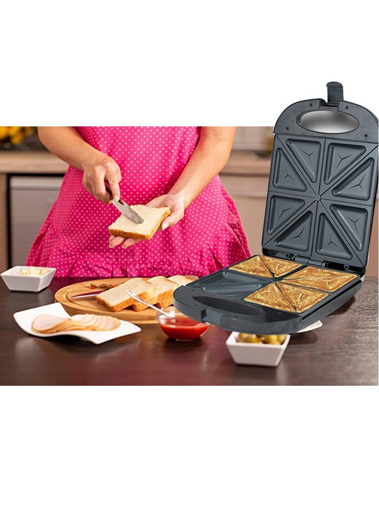 عام صانع ساندويتش 1200W 220V صانع ساندويتش الكهربائية 4 شرائح نخب مزدوج غير عصا كعكة الهراء صانع فرن الإفطار - Image 4