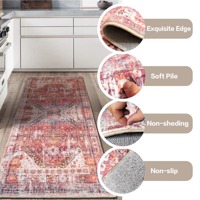 Aopota Aopota Hallway Runner Rug Non Slip Distressed Kitchen Runner Rug Rubber Backed Area Rug Washable Boho Floor Carpet Runner for Hallways Entryway Laundry Room Kitchen Bathroom  - Image 4