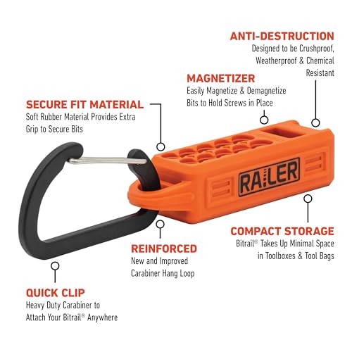 Railer Screwdriver Bit Set For Electricians - Premium S2 Steel Impact Driver Bits & Nut Drivers Set With A Magnetizer Bit Holder & Carabiner - Image 4