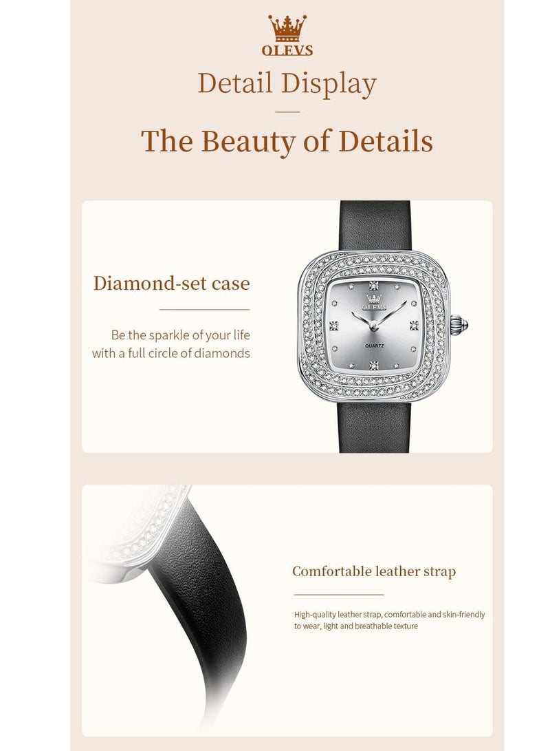 أوليفز ساعة OLEVS النسائية المصنوعة من الجلد للأعمال، بمينا صغير، رسمية، تناظرية، كوارتز، مقاومة للماء، مضيئة، كلاسيكية، كاجوال، طراز 5512 - Image 4
