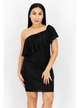 Women Plain Mini Dress, Black