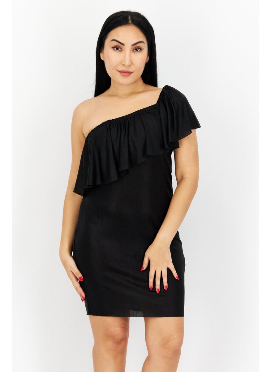 Reserved - Women Plain Mini Dress, Black - Image 1