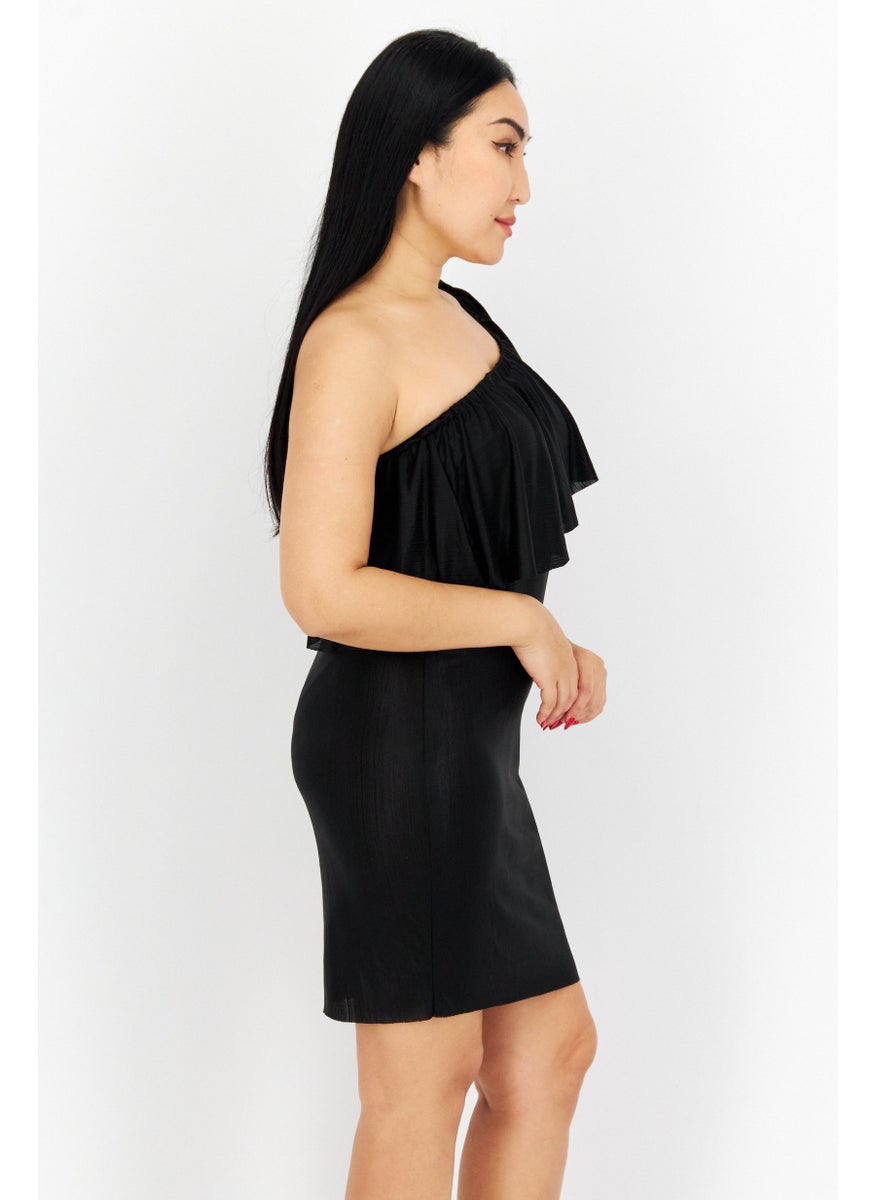 Reserved - Women Plain Mini Dress, Black - Image 1