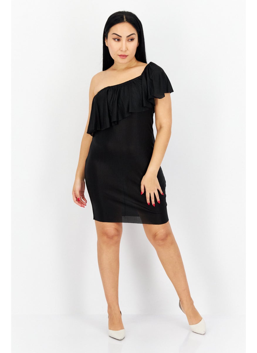 Reserved - Women Plain Mini Dress, Black - Image 1