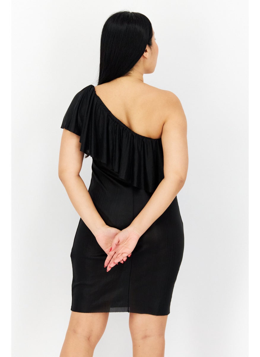 Reserved - Women Plain Mini Dress, Black - Image 1