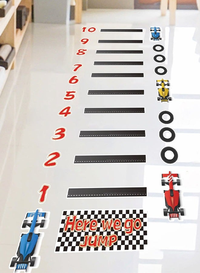 BF HOME Car Pattern Long Jump Floor Stickers Sports Game Floor Decals Children's Room Kindergarten Home Beautification Decoration Stickers - Image 1