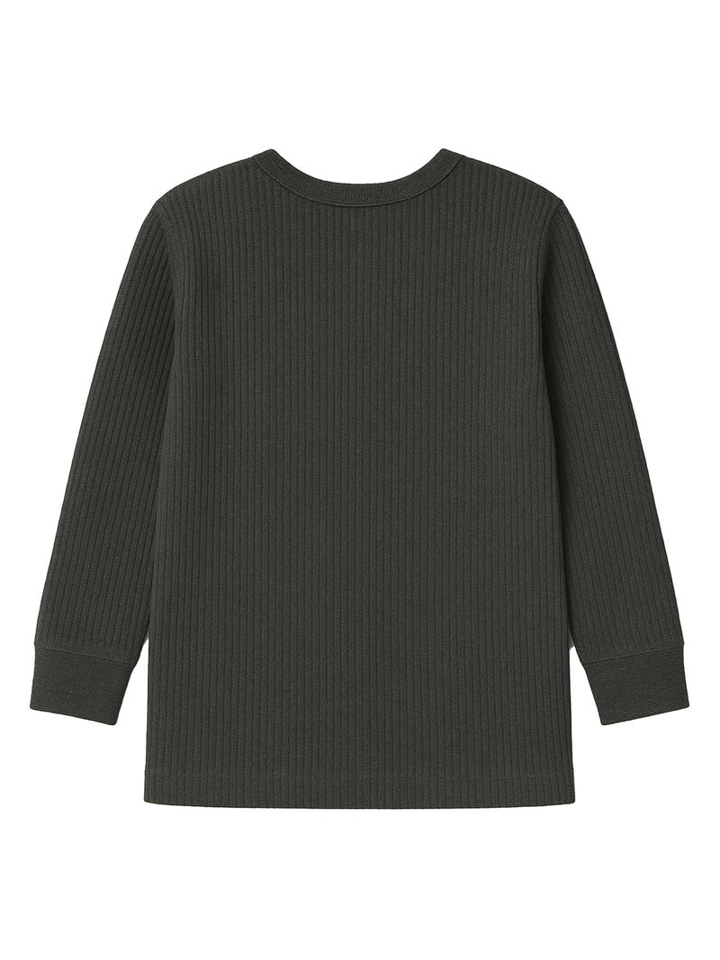BODYCARE Unisex Thermal Tops Round Neck Full Sleeves Pack of 1-Charcoal Melange… - Image 2
