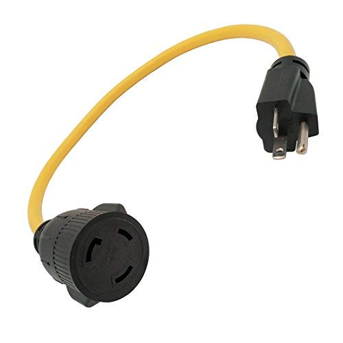 Park World Parkworld 886696 Generator Adapter 3-Prong 20 AMP 5-20P Male to 30 AMP 3-Prong Locking L5-30R Female (2 Feet) - Image 1