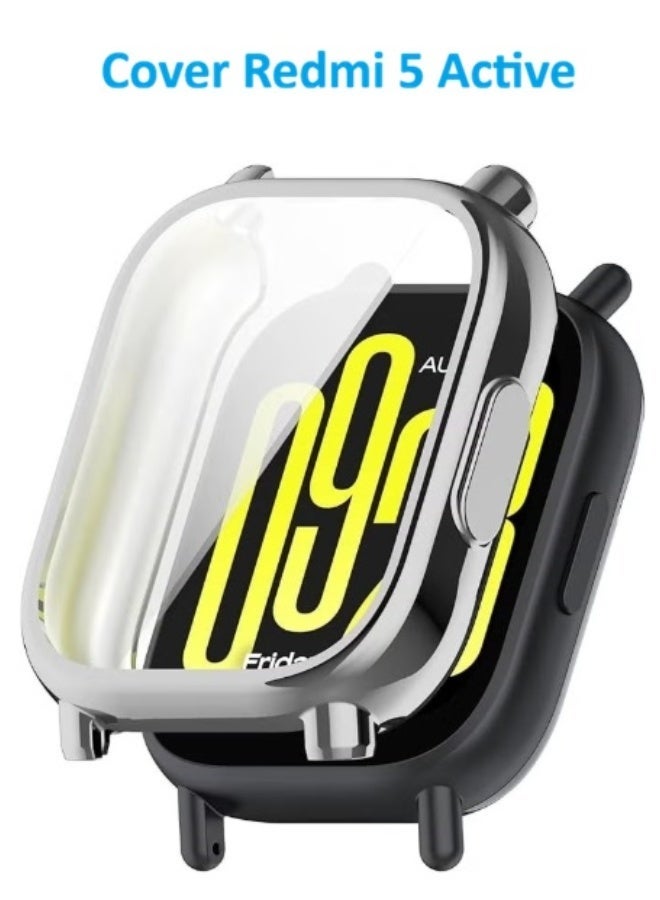 حافظة حماية سليكون بتغطيه كامله لساعة شاومي ريدمي 5 اكتيف - فضي - Image 1