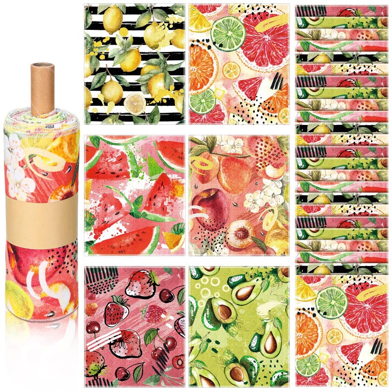Noveread 36 Pack Fruit Reusable Cleaning Cloths Washable Cotton Kitchen Towels for Home Fresh Color - Image 2