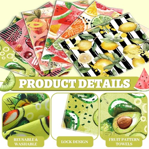 Noveread 36 Pack Fruit Reusable Cleaning Cloths Washable Cotton Kitchen Towels for Home Fresh Color - Image 3