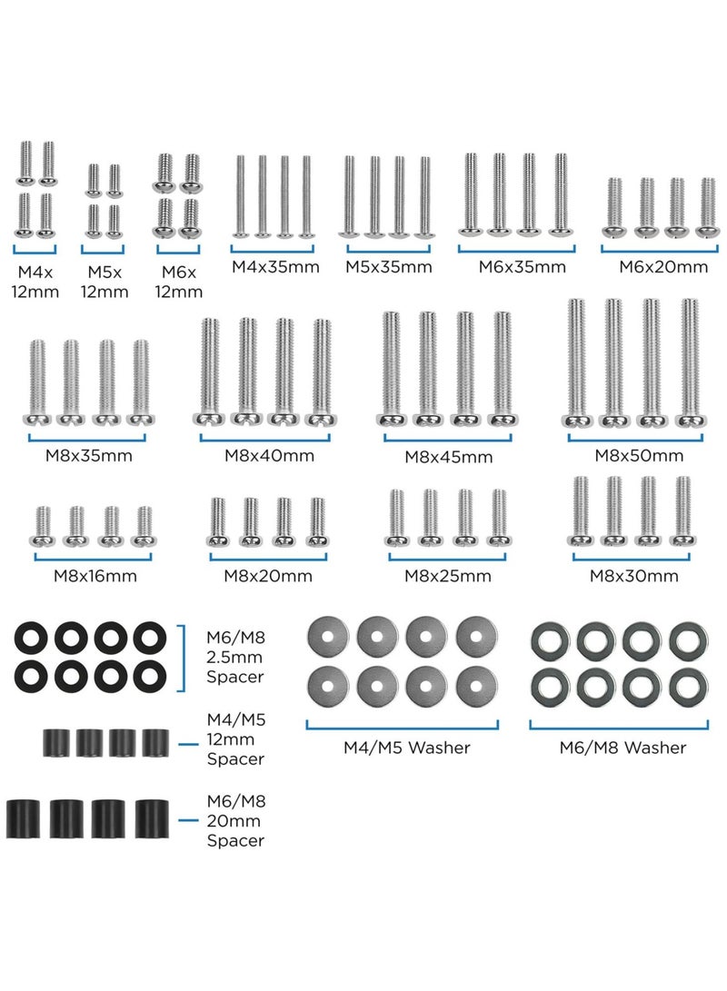 TV Mount Screw Hardware Kit Universal VESA Wall Mount Screw Washer Spacer Pack (M4 M5 M6 M8) for TV and Monitor Mountin - Image 2