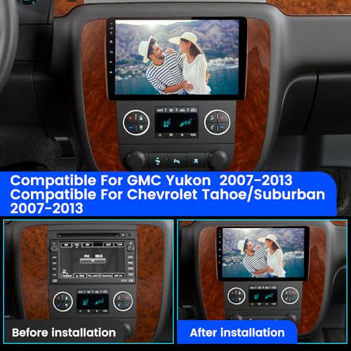 litillbuly Android 13 Car Radio for GMC Yukon Chevrolet Tahoe/Suburban 2007-2013, 9 Inch Touch Screen Wireless CarPlay Android Auto with GPS/FM/WiFi/USB/SWC/Wireless Update[2GB+32GB] - Image 2