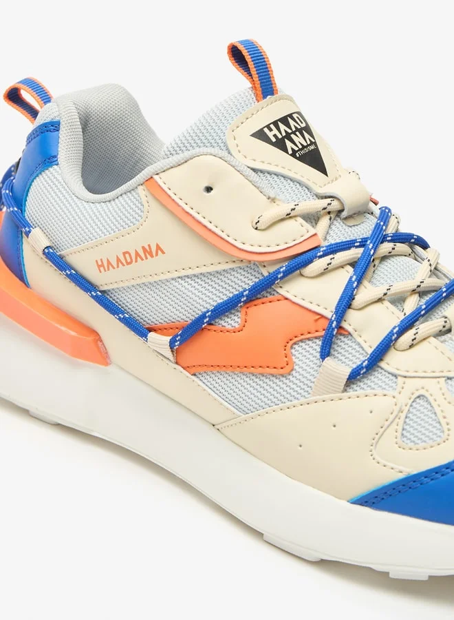 HAADANA Colourblock Low Ankle Sneakers with Lace-up Closure