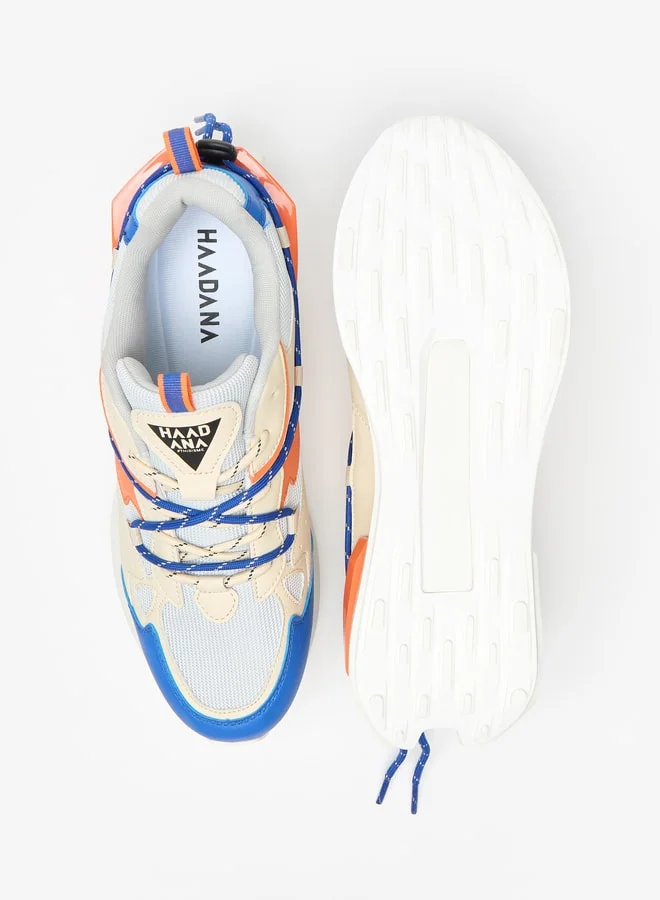 HAADANA Colourblock Low Ankle Sneakers with Lace-up Closure