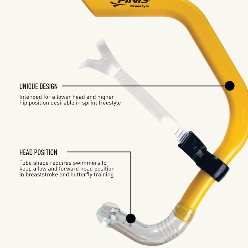 FINIS FINIS Freestyle Center-Mount Swimming Snorkel , Yellow, Adult  - Image 4