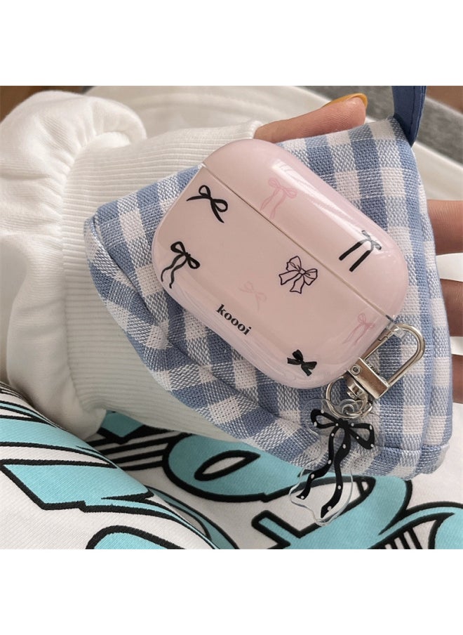 Generic - Korean Ins Niche Bow Applicable Airpods Protective Case 2 For Apple Wireless Bluetooth 3 Generation Pro2 Headset Case-Color:Foundation Black Bow Earphone Cover Case + Pendant-Applicable Models:Airpods Pro - Image 1
