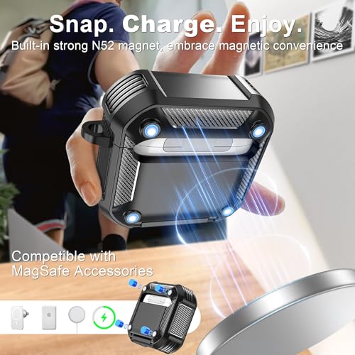 RFUNGUANGO for AirPods 4th Generation Case, Compatible with AirPods 4th Generation Case (2024), Military-Grade Drop Protection, Comes with Cleaning Kit, Comes with Phone Holder Function -Black - Image 3