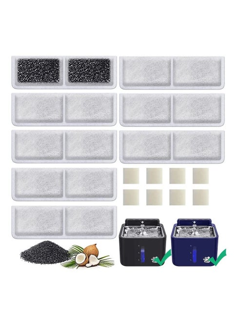 Cat Water Fountain Filters Units, Replacement Filters Replacement Pump Filters for Operated Cat Water Fountain, Made of Activated Carbon and PP Cotton, Food Grade Water Fountain Filters (8PCS)