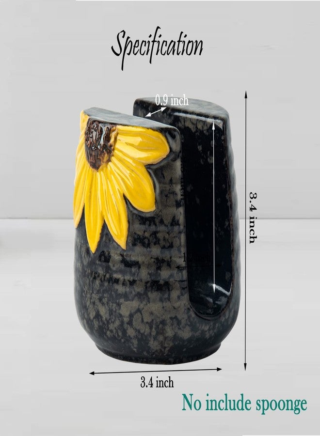 GABROC Sunflower Sponge Holder for Kitchen Sink Dish Sponges Holder Fall Autumn Theme Ceramic Kitchen Sink Sponge Holder Yellow Sink Caddy Kitchen Sink Organizer Decor - Image 4
