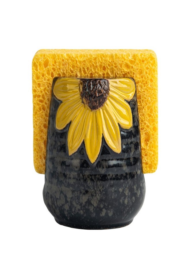 GABROC Sunflower Sponge Holder for Kitchen Sink Dish Sponges Holder Fall Autumn Theme Ceramic Kitchen Sink Sponge Holder Yellow Sink Caddy Kitchen Sink Organizer Decor - Image 1