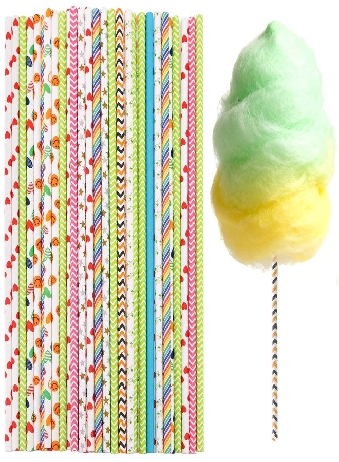 Clofiak 50Pcs Cotton Candy Sticks Cones, 13.78 Inch Random Color Candy Supplies, Paper Straws, Cones for Birthdays, Weddings, Holiday Parties, Candy Making - Image 1