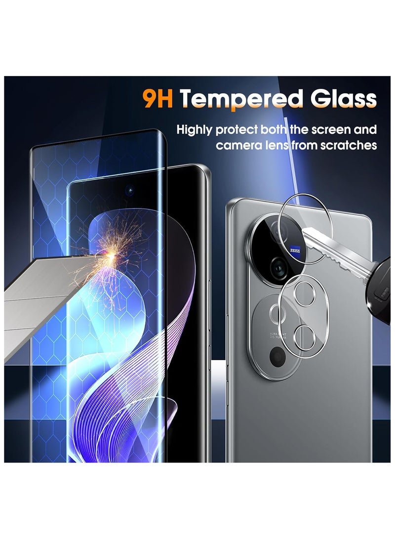 Screen Protector Compatible with VIVO V40 Pro 【2 Pack】 Tempered Glass + 【2 Pack】 Camera Lens Protector 9H Hardness HD Anti-Scratch Protective Film - Image 2
