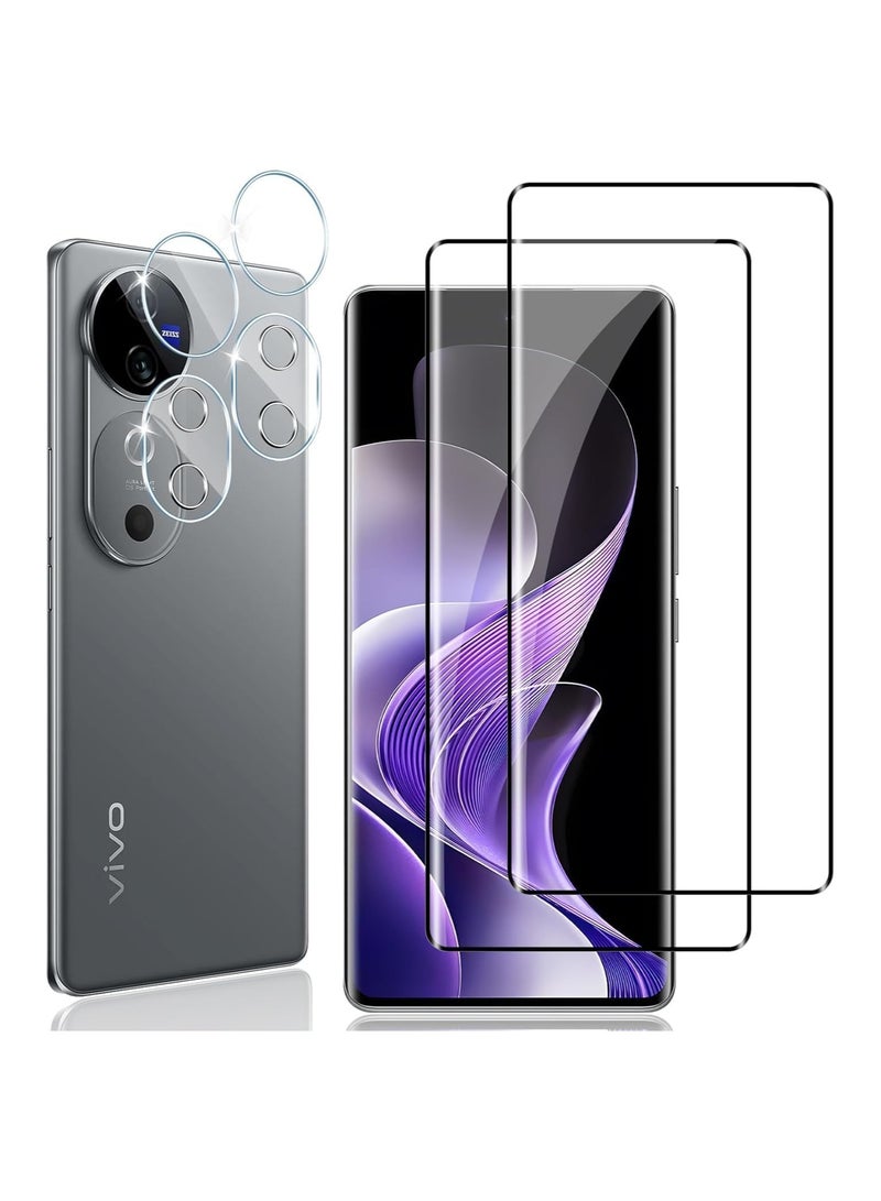 Screen Protector Compatible with VIVO V40 Pro 【2 Pack】 Tempered Glass + 【2 Pack】 Camera Lens Protector 9H Hardness HD Anti-Scratch Protective Film - Image 1