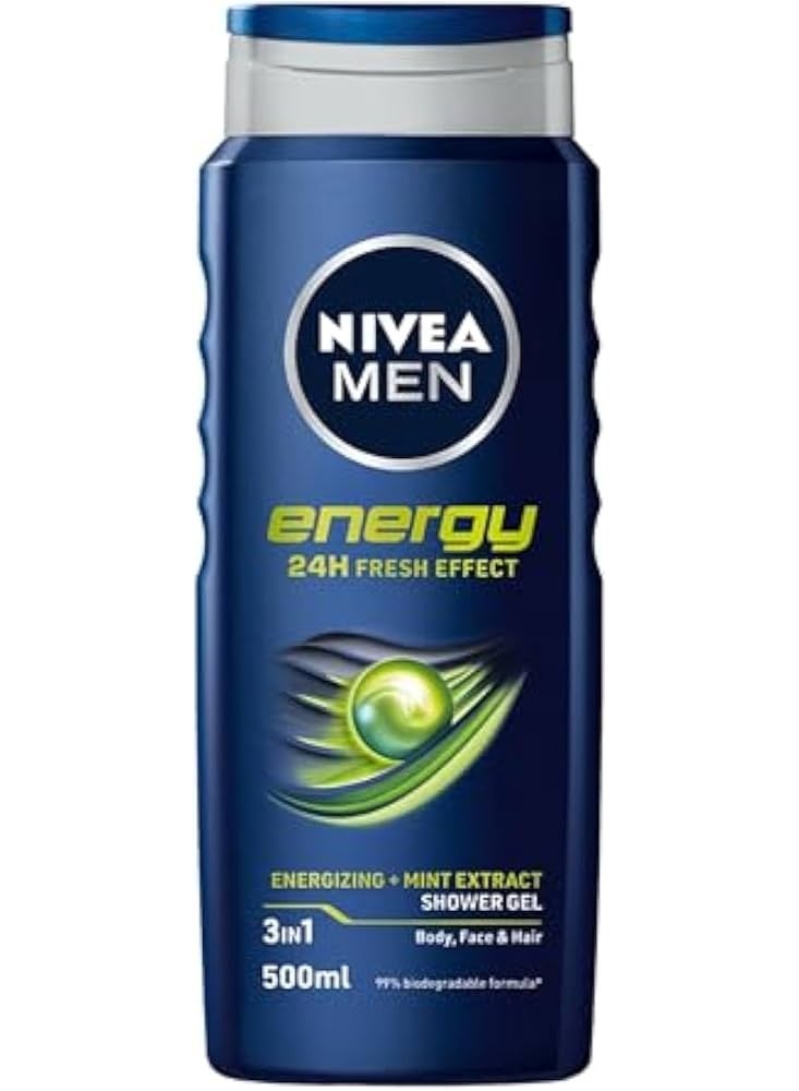 شاور جل (جل استحمام ثلاثي المفعول) للجسم والوجه والشعر برائحة "Energy" (بحجم 500 مل).