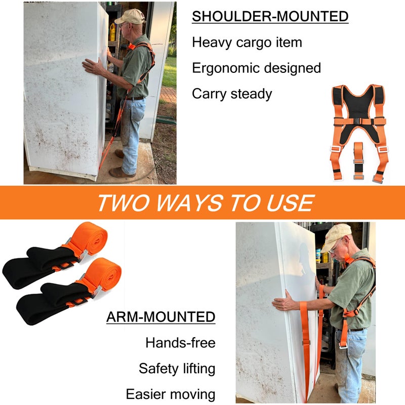 Deyace Moving Straps 2-Person Shoulder Lifting Straps For Moving Furniture  Appliances  Mattresses Or Any Item Up To 800 Lbs Orange - Image 5