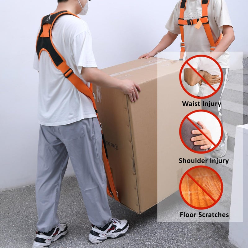 Deyace Moving Straps 2-Person Shoulder Lifting Straps For Moving Furniture  Appliances  Mattresses Or Any Item Up To 800 Lbs Orange - Image 2