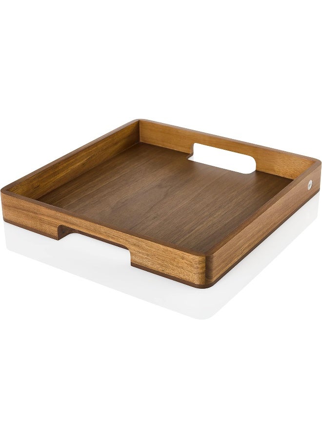 AdHoc ST22 Serving Platter Tray for Tableware, Drinks, Snacks with Handle Serve Square Rectangular Acacia Wood Walnut Wood - Image 1